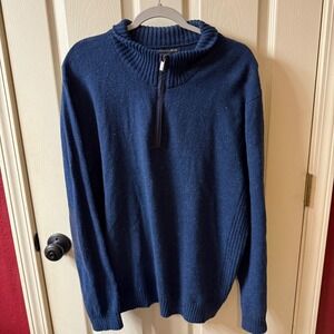 Tricots St Raphael Mens Blue Speckled Quarter Zip Sweater XL
